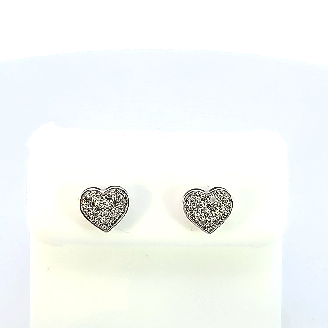 10K W Gold with 0.10 Ct MP Diamond Heart Earring (M) for Girls/Women