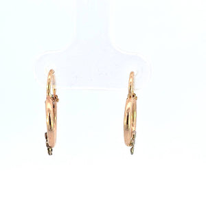 10K Real Gold Two Tone Small Hoop Flower Earrings