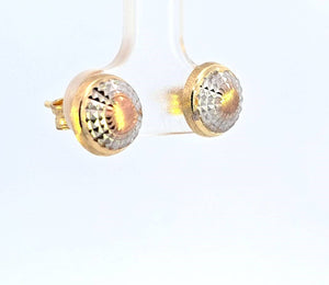 10K Real Gold Tri Color Round Fancy Stud Earrings