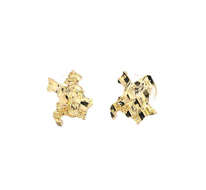 10K Real Gold Nugget Style Texas Map Stud Earrings