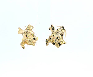 10K Real Gold Nugget Style Texas Map Stud Earrings