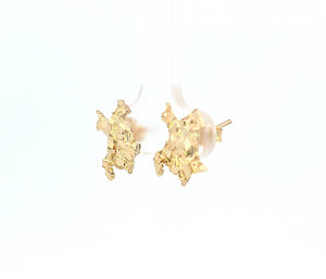 10K Real Gold Nugget Style Texas Map Stud Earrings
