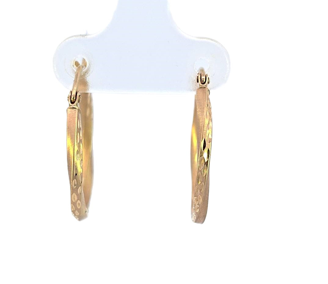 10K Real Gold 2.00MM Curled Twisted Small Hoops Earrings for Girls, Women's