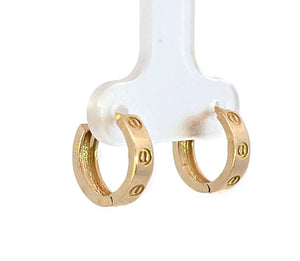 10K Real Gold Fancy Round Medium Hoop Earrings