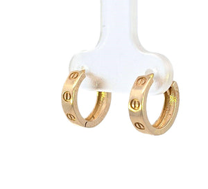 10K Real Gold Fancy Round Medium Hoop Earrings