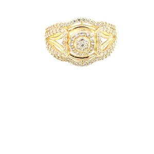 10K Solid Yellow Gold Round Solitaire Cz Ring For Women