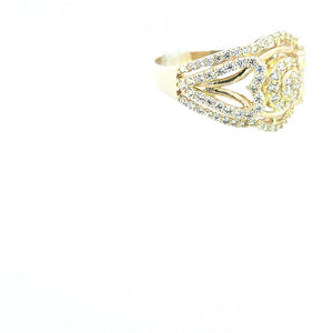 10K Solid Yellow Gold Round Solitaire Cz Ring For Women