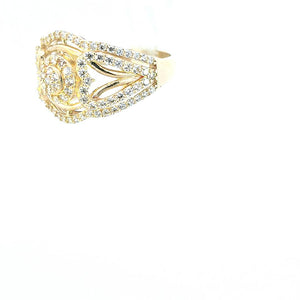 10K Solid Yellow Gold Round Solitaire Cz Ring For Women