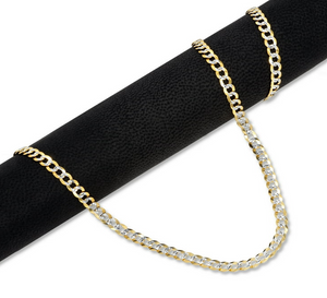 Real 10K Solid Two Tone Yellow Gold Fancy Cuban Link Chain