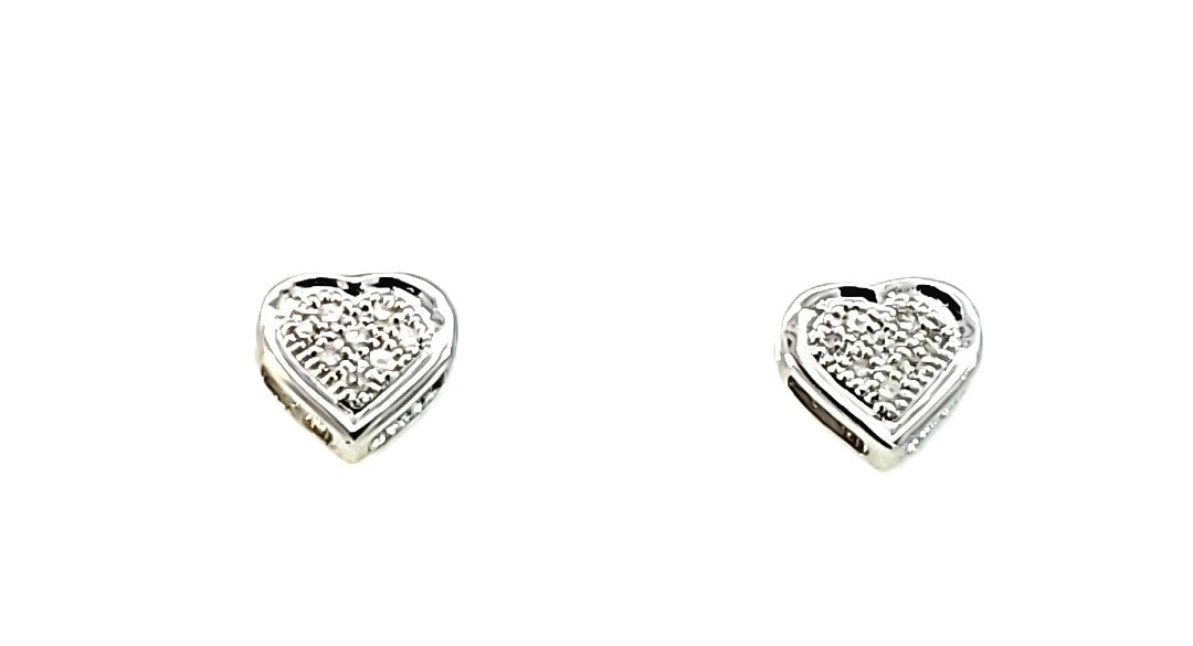 10K W Gold with 0.05 Ct MP Diamond Heart Earring (S) for Girls/Women