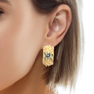 10K Real Gold Fancy Diamond Cut CZ Solitaire Huggie Hoop Earrings