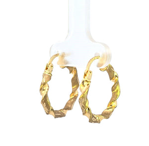 10K Real Gold Swirled Hoop Fancy Earrings for Girls, Women's