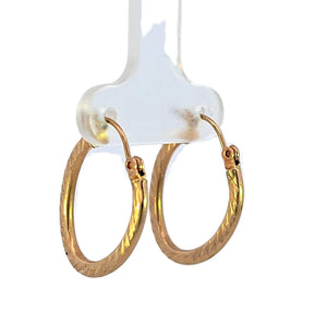 10K Real Gold Diamond Cut Oval Hoop Earrings for Girls, Women's