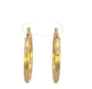 10K Real Gold Wide Bamboo Patterned Thick Hoop Earrings for Girls, Women's.