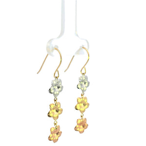 10K Real Gold Tri Color Flower Hoop Earrings for Girls, Women