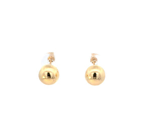 14K Real Gold 7.8MM Round Ball Bead Stud Earrings