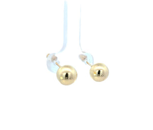 14K Real Gold 7MM Round Ball Bead Stud Earrings