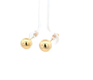 14K Real Gold 7MM Round Ball Bead Stud Earrings
