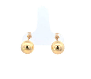 14K Real Gold 7.8MM Round Ball Bead Stud Earrings