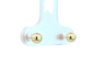 14K Real Gold 4MM Round Ball Bead Stud Earrings.