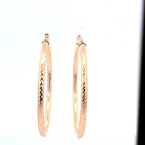 10K Real Gold Diamond Cut Round Tube Hoop Earrings for Girls/Women