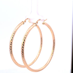 10K Real Gold Diamond Cut Round Tube Hoop Earrings for Girls/Women