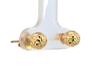 10K Real Gold Diamond Cut Nugget Style Ball Stud Earrings