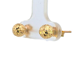 10K Real Gold Diamond Cut Nugget Style Ball Stud Earrings