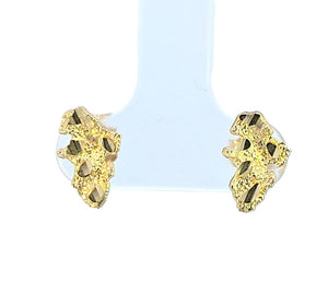 10K Real Gold Diamond Cut Small Nugget Stud Earrings