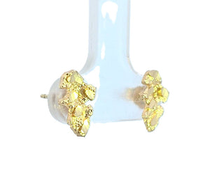 10K Real Gold Diamond Cut Small Nugget Stud Earrings