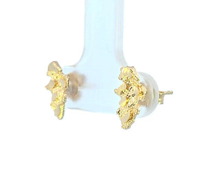 10K Real Gold Diamond Cut Small Nugget Stud Earrings