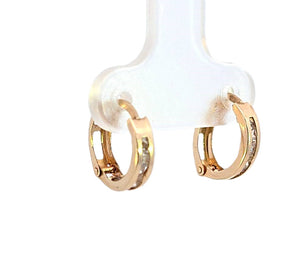 10K Real Gold CZ Small Huggie Hoop Earrings