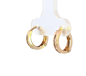 10K Real Gold CZ Small Huggie Hoop Earrings