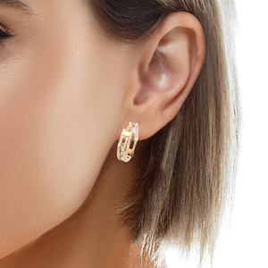 10K Real Gold CZ Small Huggie Hoop Earrings