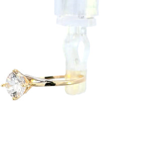 10K Real Yellow Gold Round Solitaire Cz Ring For Women