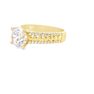 10K Real Gold Round CZ  Ring for Women's