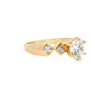 10K Real Gold Fancy CZ Round Solitaire Ring for Women