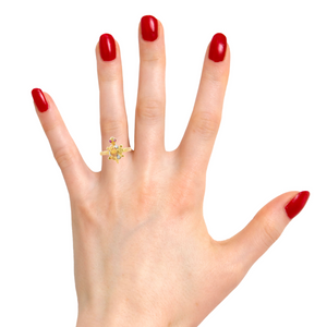 10K Real Gold Tri Color Good Luck Turtle with CZ Ruby Eyes Ring