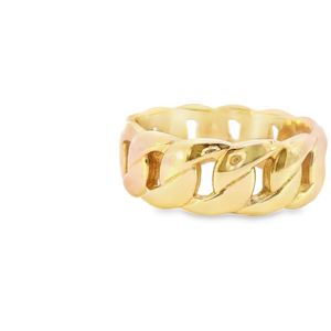 10K Real Gold Round Cuban Link Fancy Ring