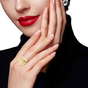 10K Real Gold CZ Heart Fancy Ring for Women