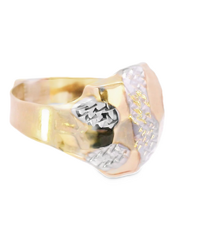 10K Real Gold Two Tone Diamond Cut Nugget Ring for Men
