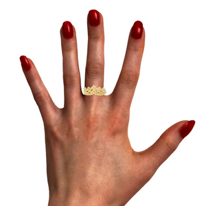 10K Real Gold CZ Crown Stacking Ring for Women