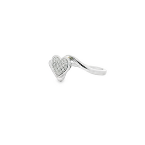 10K Real White Gold Heart 0.06 Diamond CT Ring for Women