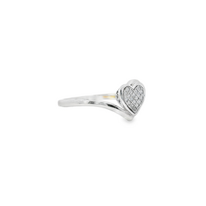 10K Real White Gold Heart 0.06 Diamond CT Ring for Women