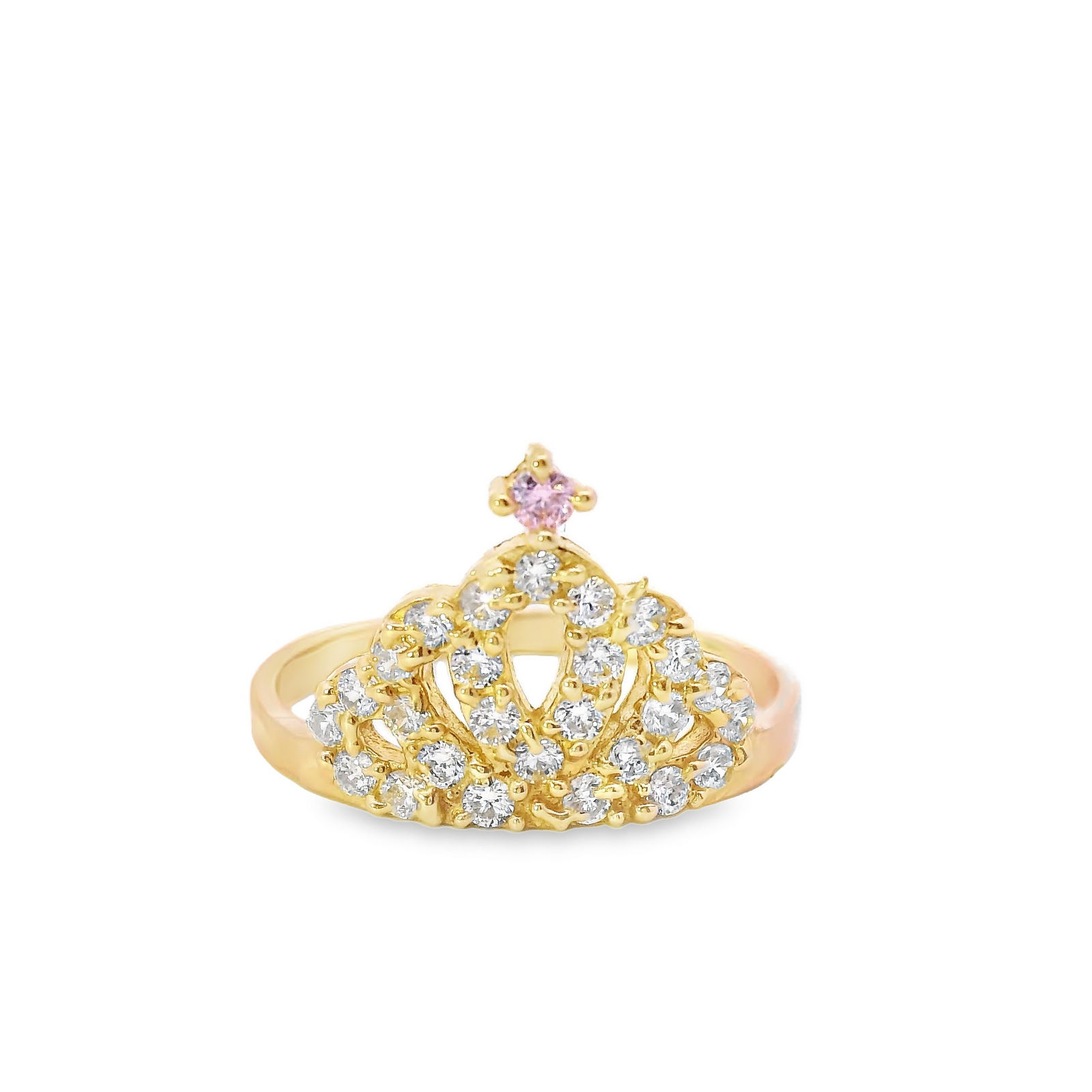 10K Real Gold Tiara Crown CZ Ring for Women