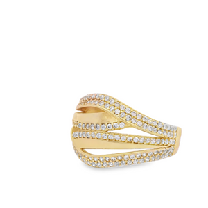10K Real Gold CZ Fancy Round Ring for Women