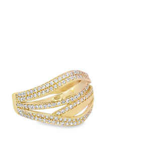 10K Real Gold CZ Fancy Round Ring for Women