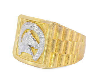 10K Real Gold Two Tone Style Horse Shoe Men's Ring