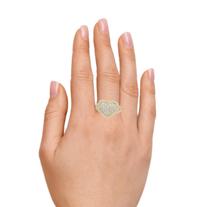 10K Real Gold CZ Heart Fancy Ring for Women