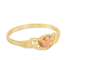 10K Real Gold Two Tone Fancy Heart Ring for Women